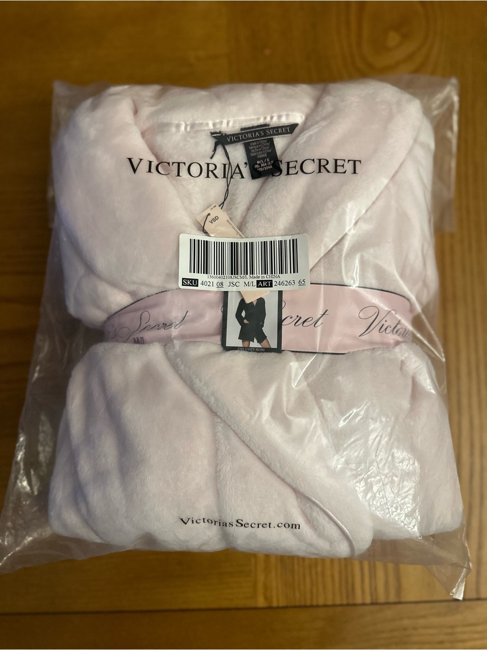 NWT VS Short Cozy Robe LIGHT PINK ML PLUSH Victorias Secret